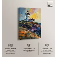 ART REMEDY® "Colorful Lighthouse" Giclee Canvas Print, Nautical And Coastal Canvas Art