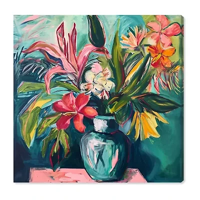 ART REMEDY® Art Remedy "Vase Of Bright Tropical Flowers" Giclee Canvas Print