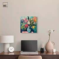 ART REMEDY® Art Remedy "Vase Of Bright Tropical Flowers" Giclee Canvas Print