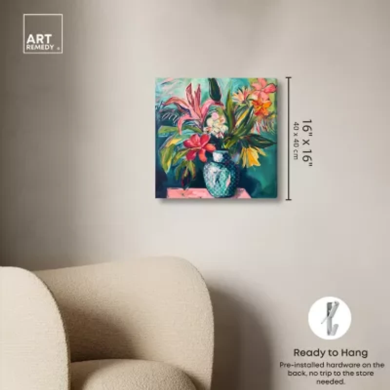 ART REMEDY® Art Remedy "Vase Of Tropical Flowers" Giclee Canvas Print