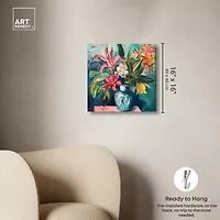 ART REMEDY® Art Remedy "Vase Of Tropical Flowers" Giclee Canvas Print