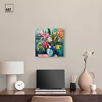 ART REMEDY® Art Remedy "Vase Of Tropical Flowers" Giclee Canvas Print