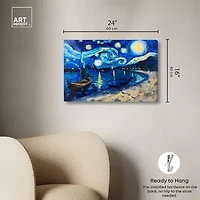 ART REMEDY® Art Remedy "Whimsical Night Sail" Giclee Canvas Print, Nature And Landscape Canvas Art