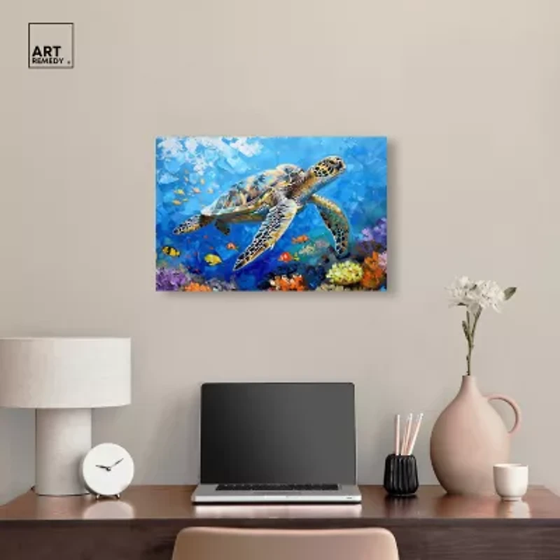 ART REMEDY® Art Remedy "Turtle Swimming" Giclee Canvas Print