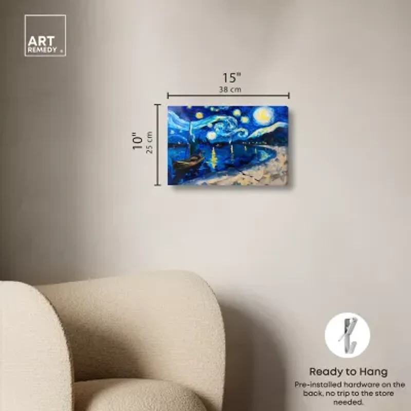 ART REMEDY® "Whimsical Night Sail" Giclee Nature And Landscape Canvas Art