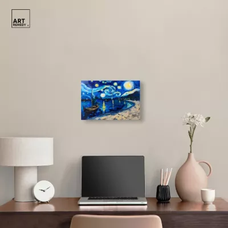 ART REMEDY® "Whimsical Night Sail" Giclee Nature And Landscape Canvas Art