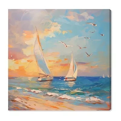 ART REMEDY® Art Remedy "Sailboats In The Sunset" Giclee Canvas Print