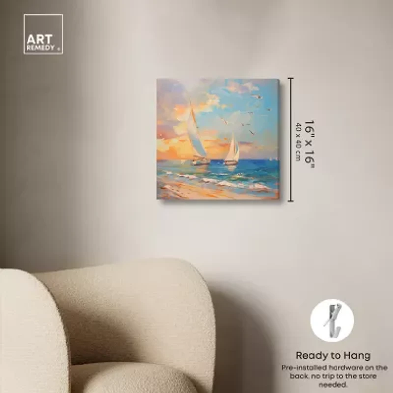 ART REMEDY® Art Remedy "Sailboats In The Sunset" Giclee Canvas Print