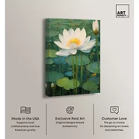 ART REMEDY® "This Is My Waterlily" Giclee Canvas Print, Floral And Botanical Canvas Art