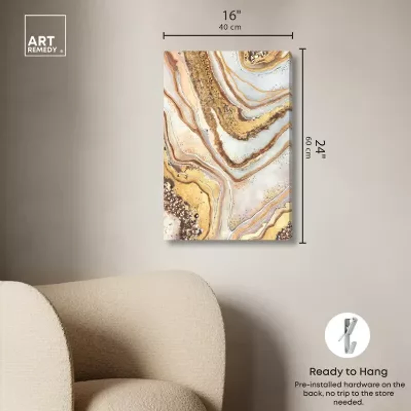ART REMEDY® "Golden Lines" Giclee Abstract Canvas Art