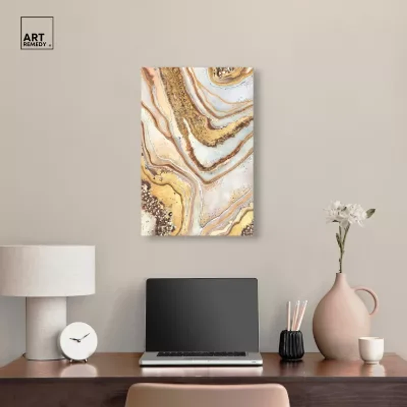 ART REMEDY® "Golden Lines" Giclee Abstract Canvas Art