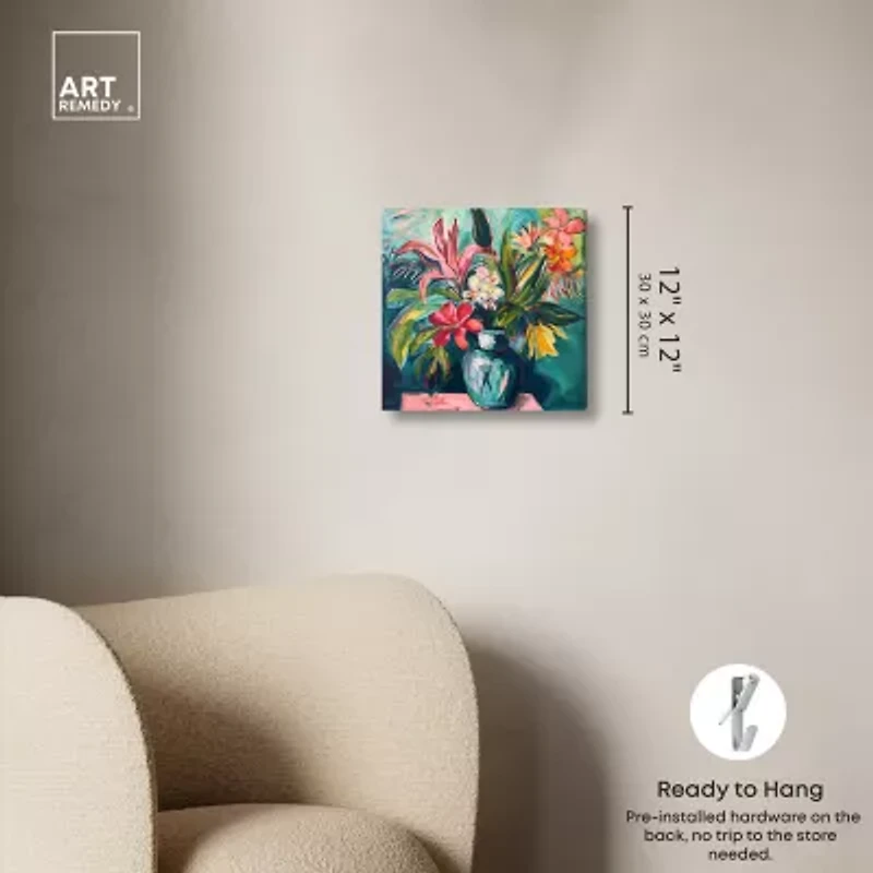 ART REMEDY® "Vase Of Bright Tropical Flowers" Giclee Floral And Botanical Canvas Art