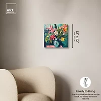 ART REMEDY® "Vase Of Bright Tropical Flowers" Giclee Floral And Botanical Canvas Art