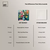 ART REMEDY® "Vase Of Bright Tropical Flowers" Giclee Floral And Botanical Canvas Art