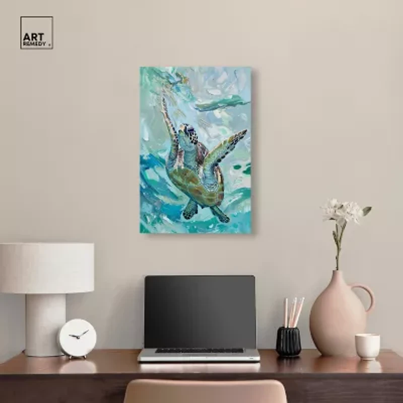 ART REMEDY® Art Remedy "Serene Turtle" Giclee Canvas Print