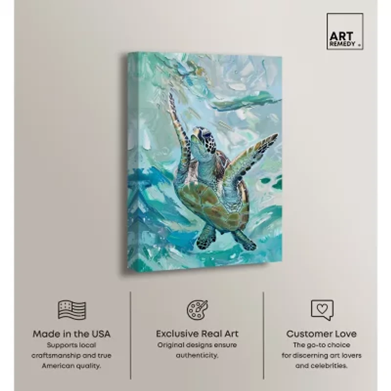 ART REMEDY® Art Remedy "Serene Turtle" Giclee Canvas Print