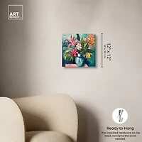 ART REMEDY® "Vase Of Tropical Flowers" Giclee Floral And Botanical Canvas Art