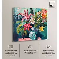 ART REMEDY® "Vase Of Tropical Flowers" Giclee Floral And Botanical Canvas Art