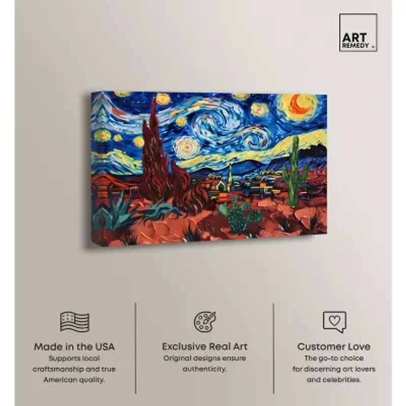 ART REMEDY® "Desert Night Stars" Giclee Classic And Figurative Canvas Art