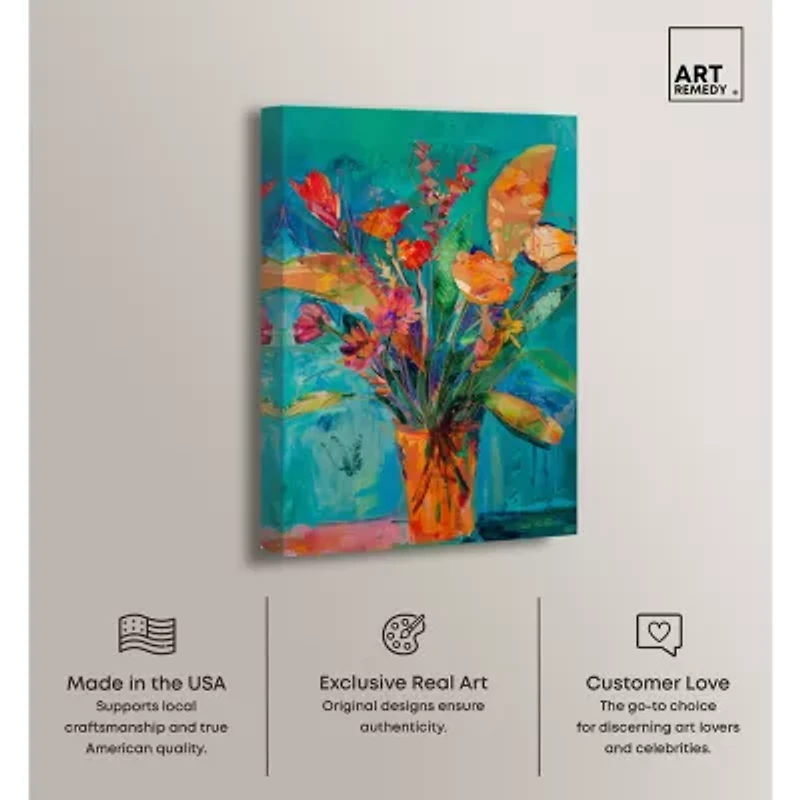 ART REMEDY® Art Remedy "Bold And Bright Flower Vase" Giclee Canvas Print