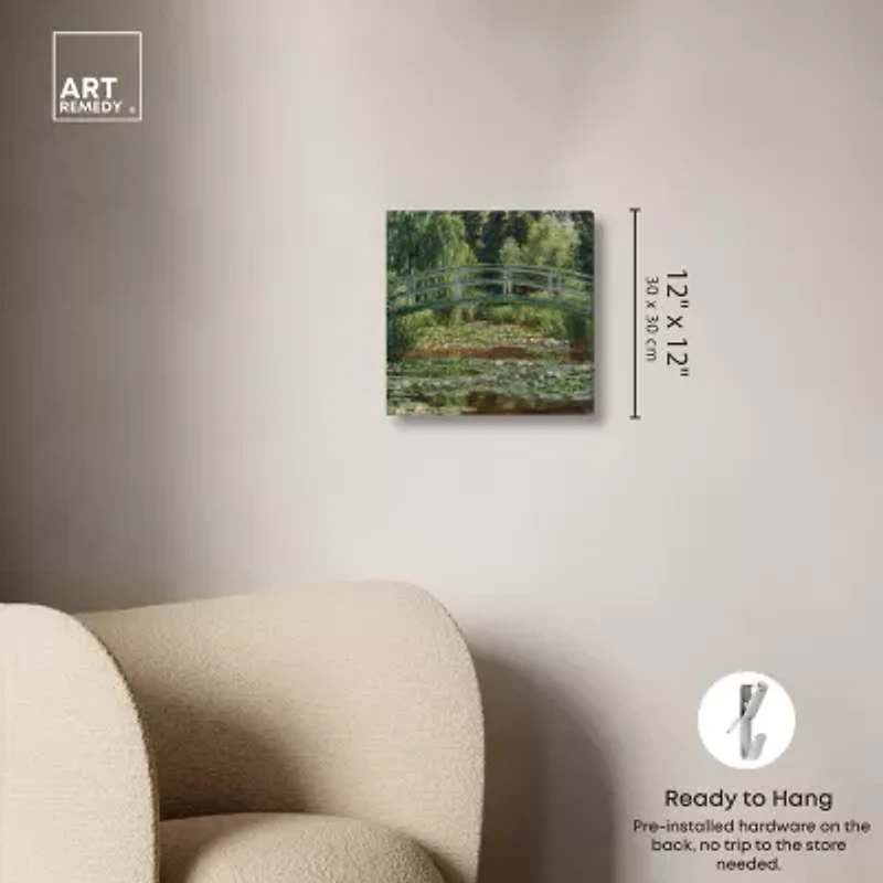 ART REMEDY® "Monet - The Japanese Footbridge And The Water Lily Pool Giverny" Giclee Floral And Botanical Canvas Art