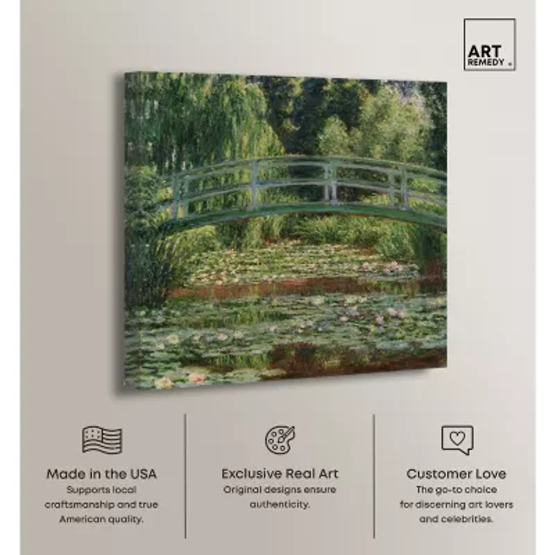 ART REMEDY® "Monet - The Japanese Footbridge And The Water Lily Pool Giverny" Giclee Floral And Botanical Canvas Art