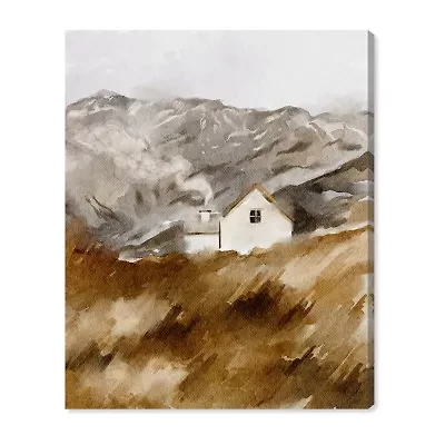 ART REMEDY® "House In The Mountains" Giclee Nature And Landscape Canvas Art