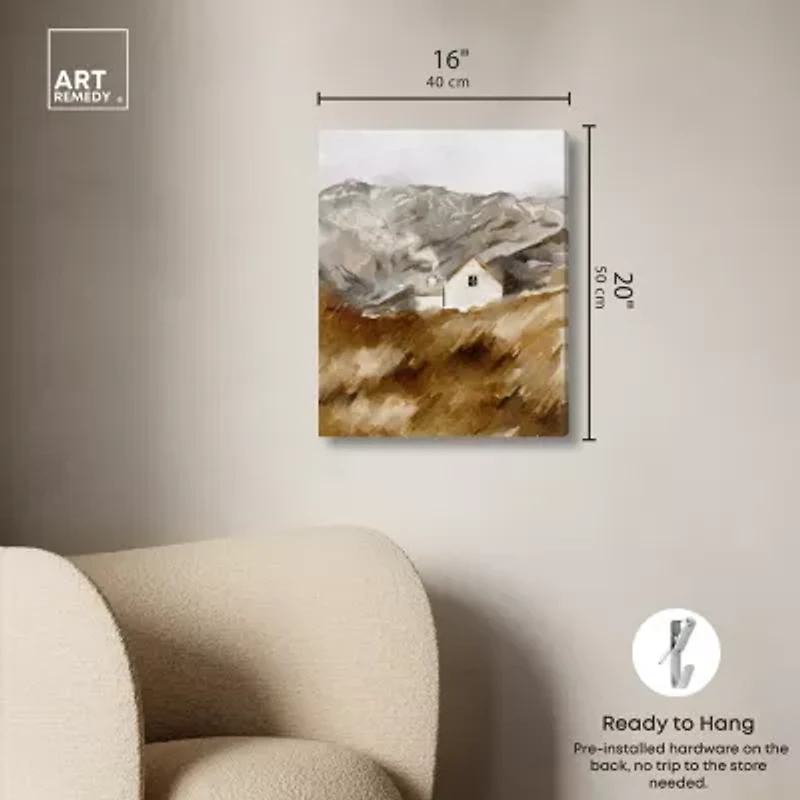 ART REMEDY® "House In The Mountains" Giclee Nature And Landscape Canvas Art