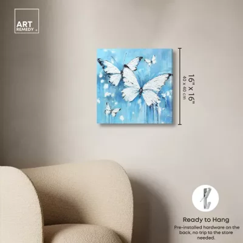 ART REMEDY® Art Remedy "Textured Blue Butterflies" Giclee Canvas Print