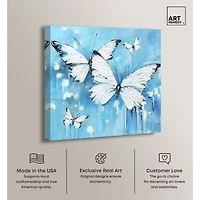 ART REMEDY® Art Remedy "Textured Blue Butterflies" Giclee Canvas Print