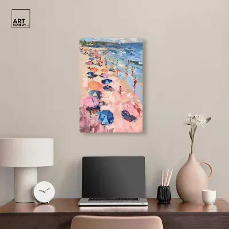 ART REMEDY® "Beach Side Joys" Giclee Canvas Print, Nautical And Coastal Canvas Art