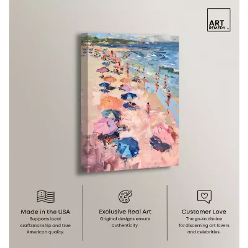 ART REMEDY® "Beach Side Joys" Giclee Canvas Print, Nautical And Coastal Canvas Art