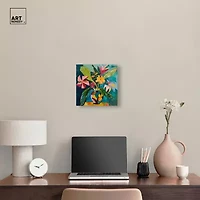 ART REMEDY® "Vase Of Bright Tropical Flowers Ii" Giclee Floral And Botanical Canvas Art