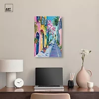 ART REMEDY® Art Remedy "The Colorful Streets" Giclee Canvas Print, Cities And Skylines Canvas Art