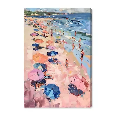 ART REMEDY® Art Remedy "Beach Side Joys" Giclee Canvas Print, Nautical And Coastal Canvas Art