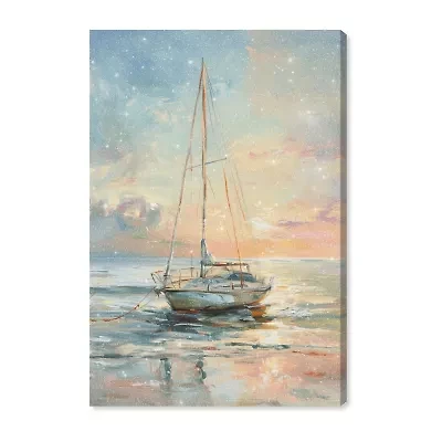 ART REMEDY® Art Remedy "Boat On The Shore" Giclee Canvas Print, Nautical And Coastal Canvas Art