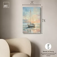 ART REMEDY® Art Remedy "Boat On The Shore" Giclee Canvas Print, Nautical And Coastal Canvas Art