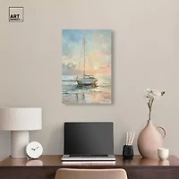 ART REMEDY® Art Remedy "Boat On The Shore" Giclee Canvas Print, Nautical And Coastal Canvas Art