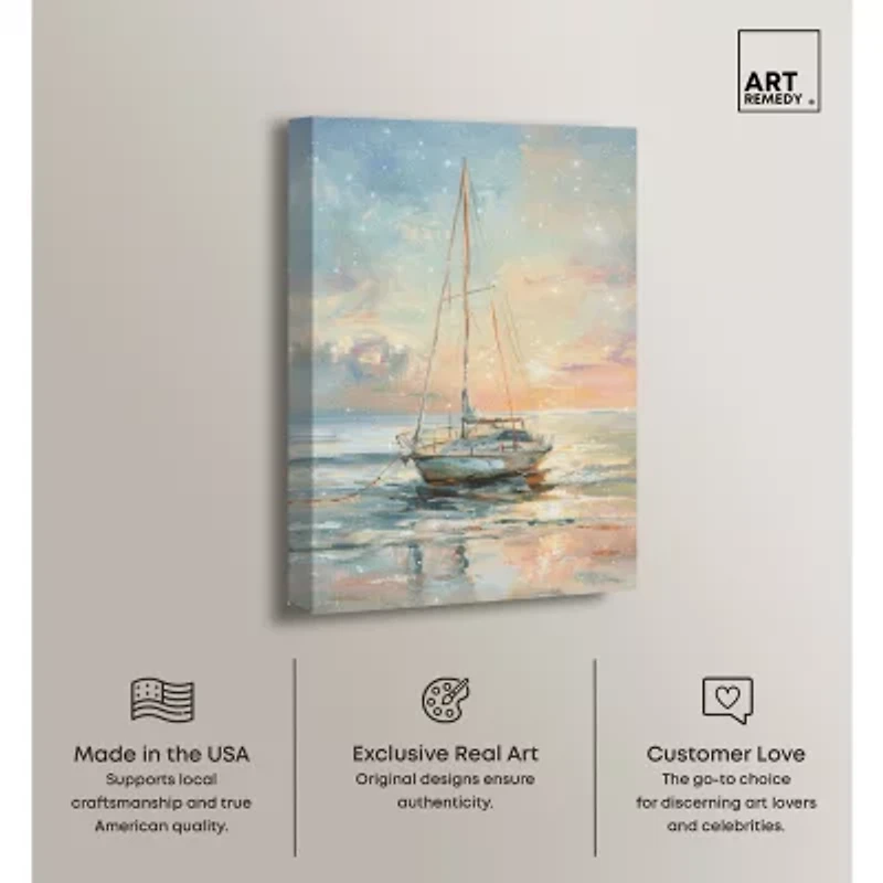 ART REMEDY® Art Remedy "Boat On The Shore" Giclee Canvas Print, Nautical And Coastal Canvas Art
