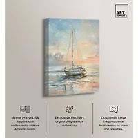 ART REMEDY® Art Remedy "Boat On The Shore" Giclee Canvas Print, Nautical And Coastal Canvas Art
