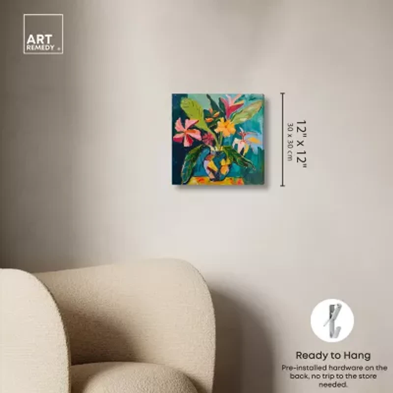 ART REMEDY® Art Remedy "Vase Of Tropical Flowers Ii" Giclee Canvas Print