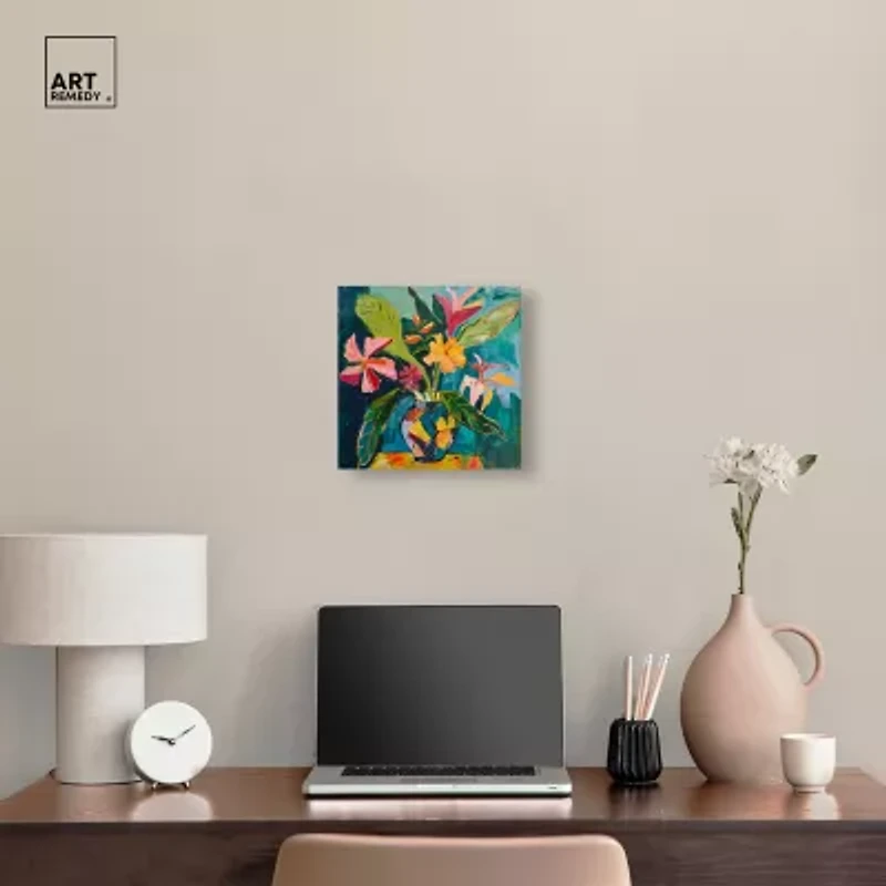ART REMEDY® Art Remedy "Vase Of Tropical Flowers Ii" Giclee Canvas Print