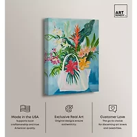 ART REMEDY® Art Remedy "Tropical Flower Bag" Giclee Canvas Print, Floral And Botanical Canvas Art