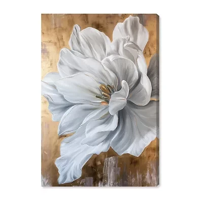 ART REMEDY® "Bloom White Petals" Giclee Canvas Print, Floral And Botanical Canvas Art