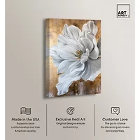 ART REMEDY® "Bloom White Petals" Giclee Canvas Print, Floral And Botanical Canvas Art