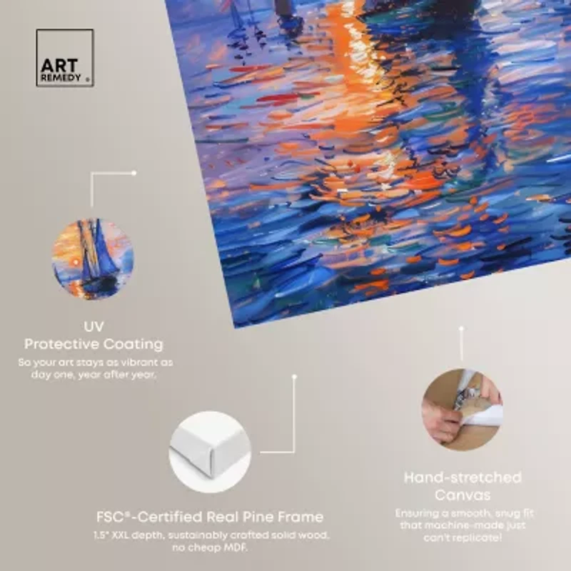 ART REMEDY® "Night Sea Breeze" Giclee Nautical And Coastal Canvas Art