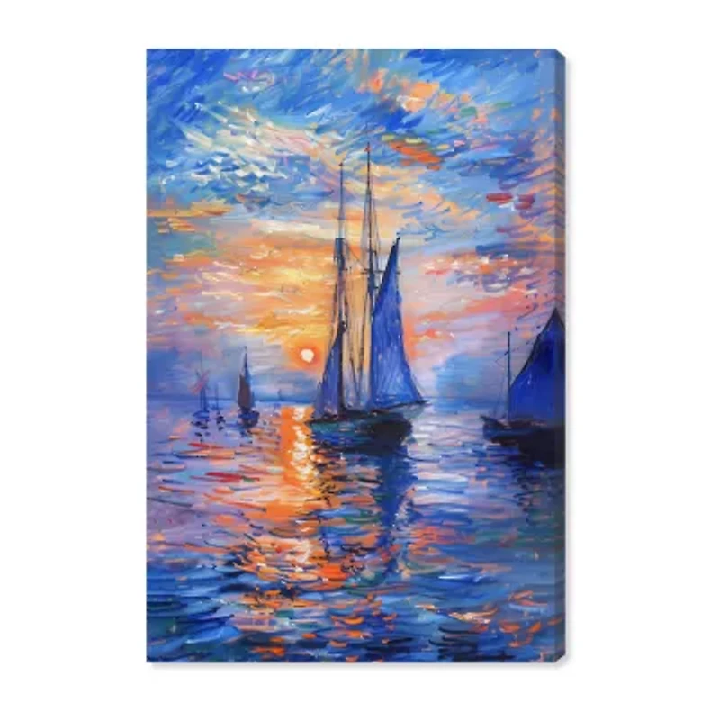 ART REMEDY® "Night Sea Breeze" Giclee Nautical And Coastal Canvas Art