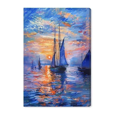ART REMEDY® "Night Sea Breeze" Giclee Nautical And Coastal Canvas Art