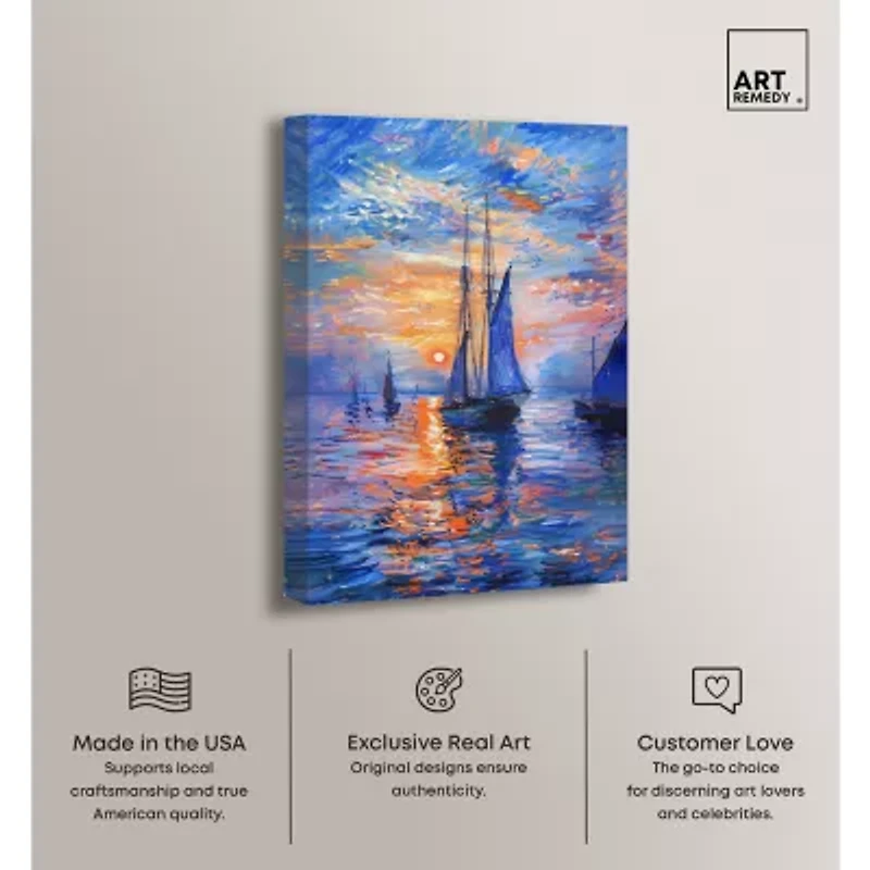 ART REMEDY® "Night Sea Breeze" Giclee Nautical And Coastal Canvas Art