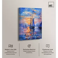 ART REMEDY® "Night Sea Breeze" Giclee Nautical And Coastal Canvas Art